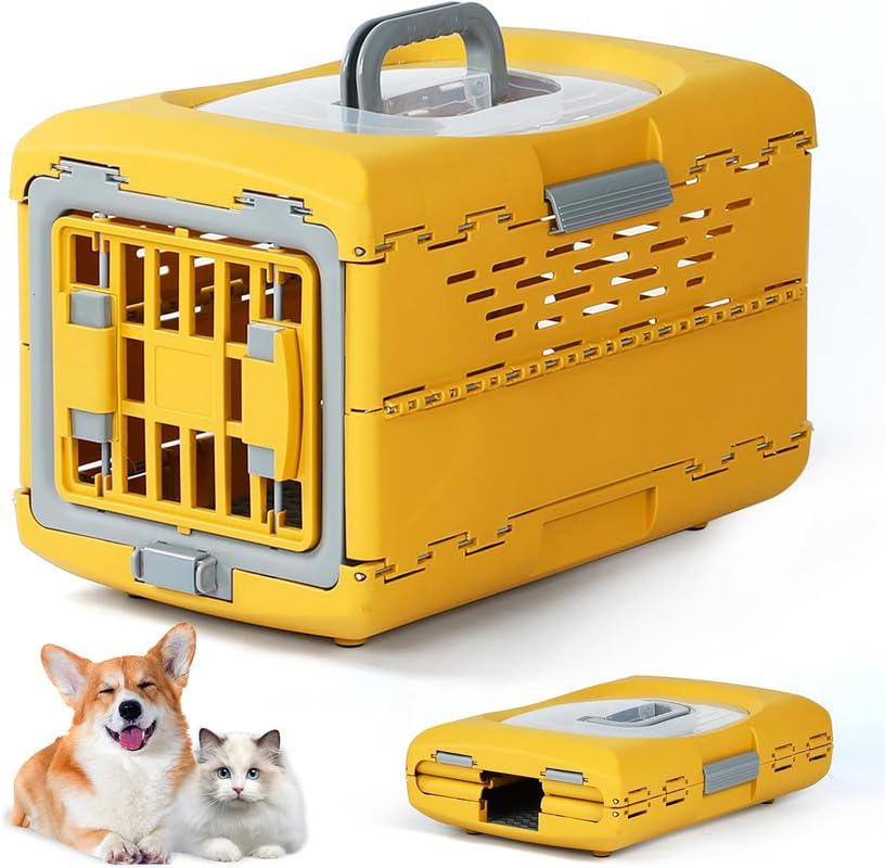 Airline pet Transport Crate Foldable pet cage Top Handle Travel Carrier Cat and Dog Airline Crate Foldable pet Carrier for Aircraft Top Handle pet Carrier for Going Out