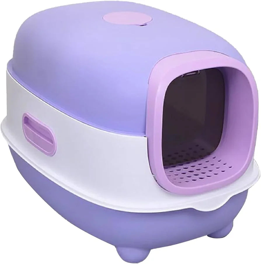 Cat Litter Box with Automatic Sand-Proof cage Sterilization and Deodorization Function With Litter Scoop Easy To Clean Enclosed Extra Large Cat Litter Tray