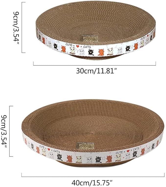 Cat Scratcher Lounge Bed, Cat Bed Cardboard, Round Scratching Board for Indoor Cat Mat (40cm)
