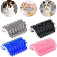 Self Groomer with Catnip Wall Corner Massage Comb Scratcher Grooming Brush Tool for Long & Short Fur Kitten Cats