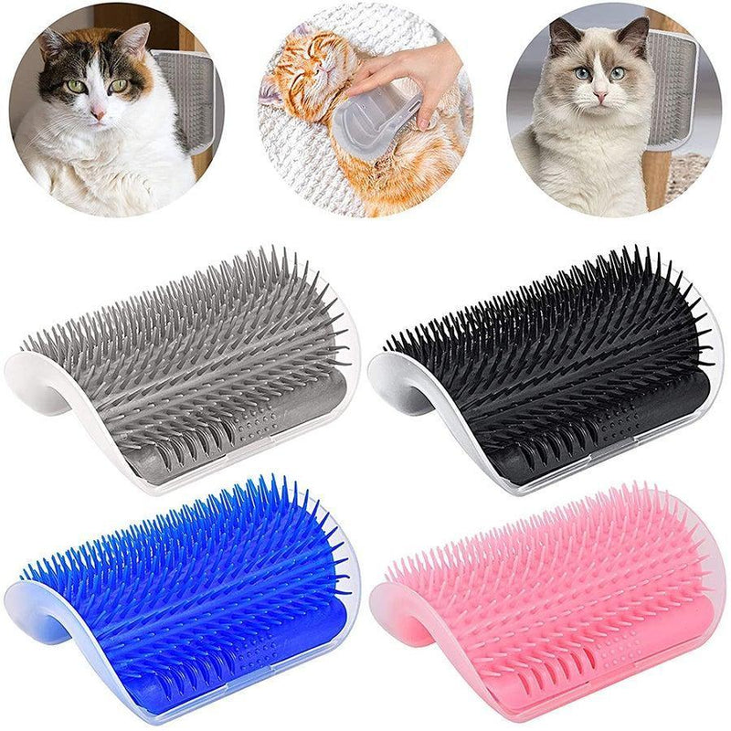 Self Groomer with Catnip Wall Corner Massage Comb Scratcher Grooming Brush Tool for Long & Short Fur Kitten Cats