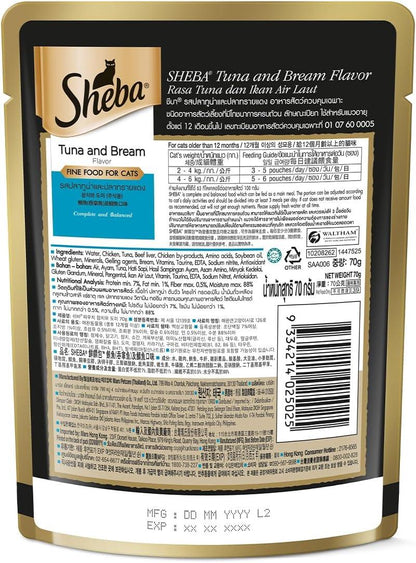 Sheba Premium Loaf Fine Wet Cat Food for Adult in Tuna & Bream 70g