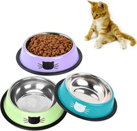 Cat Bowls for Food and Water Cat Dishes Stainless Steel PET Food Bowls 7 oz Anti Slip Metal PET Bowl with Removable Rubber Base 1pcs