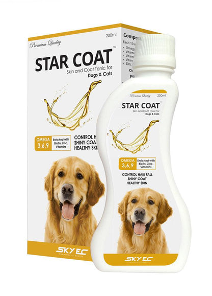 skyec Star Coat Skin and coat Tonic for Dogs and Cats for healthy skin ,shiny coat and control hair fall Pet Health Supplements  (200 ml)