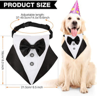Large Size Dog Wedding Bandana Collar with Bow Tie,Adjustable Dog Valentines Tuxedo,Dog Birthday Party Wedding Attire for Small Medium Large Dogs