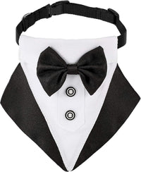 Medium Formal Dog Tuxedo Bandana Dog Wedding Bandana Dog Collar Tie with Bow Tie and Neck Tie Designs Adjustable Collar Formal Tux Dog Bowtie Adjustable Neckerchief