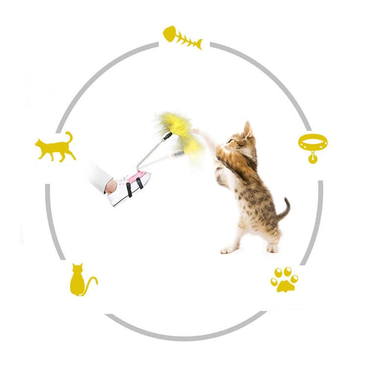 Interactive Cat Feather Toys, Cat Toys for Indoor Cats, Cat Toys with Collar, Self Excited Neck Interactive Teaser