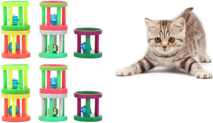 Cat Ball-Pet Ball Toy, Plastic Ringing Roller Toys, Cylinder Shape Teasing Toys for Pet Chasing Hunting Sport（Random Color)