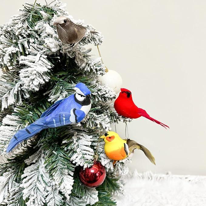 Small Artificial Birds Clip on Foam Feather Birds 5Inch for Spring Decoration Seasonal Decor Wreaths Crafts Tree Ornaments Floral Arrangements