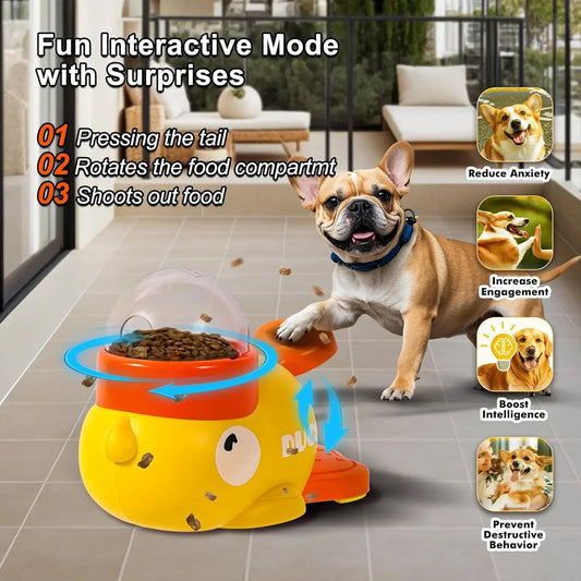 Durable Plastic Duck-Shaped Interactive Dog Treat Dispenser Toy - Mental Stimulation Snack Dispensing Puzzle Feeder with Transparent Window, Puppy Training & Cognitive Development
