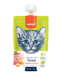 Wanpy Tasty Meat Paste Pouch Tuna, Chicken & Carrot 90gm