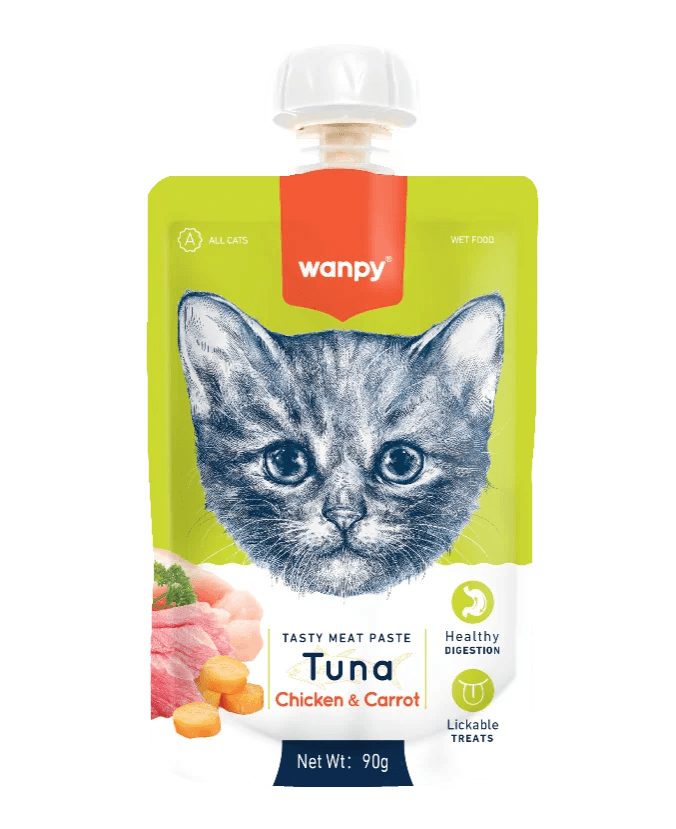 Wanpy Tasty Meat Paste Pouch Tuna, Chicken & Carrot 90gm