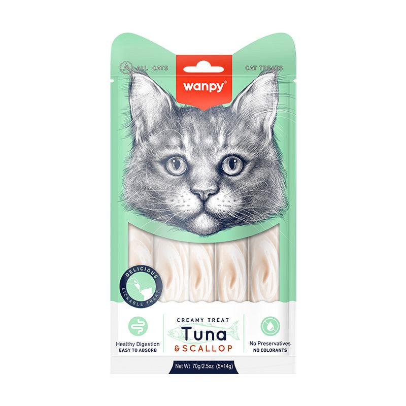 Wanpy Creamy Cat Treats with Tuna & Scallop (5x14g)