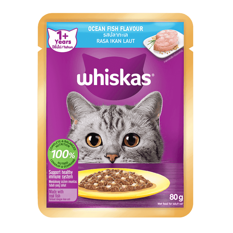 Whiskas Adult Cat (1+ year) Pouch – Ocean Fish 85g