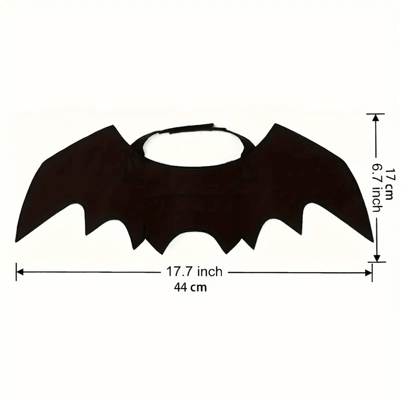 Bat Cat Wings Costume, Small, Black Felt, for Dogs & Cats, Halloween Pet Apparel Bat Wings, Straps for Easy Fit