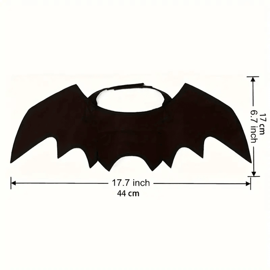 Bat Cat Wings Costume, Small, Black Felt, for Dogs & Cats, Halloween Pet Apparel Bat Wings, Straps for Easy Fit