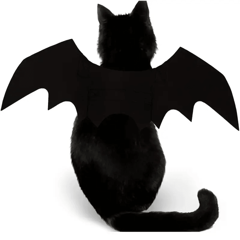 Bat Cat Wings Costume, Small, Black Felt, for Dogs & Cats, Halloween Pet Apparel Bat Wings, Straps for Easy Fit