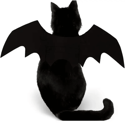 Bat Cat Wings Costume, Small, Black Felt, for Dogs & Cats, Halloween Pet Apparel Bat Wings, Straps for Easy Fit
