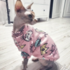 Winter Sphynx Cat Clothes Warm Fleece Cat Hoodie Blue Rabbit Print