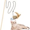 Cat Stick Toy,String Cat Toy,Cat Feather Wand Toy,Cat Interactive Toy,Bell Pole Toy Feather Tease