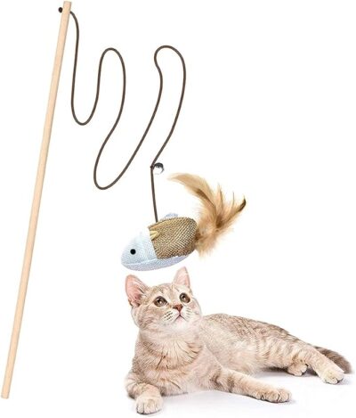 Cat Stick Toy,String Cat Toy,Cat Feather Wand Toy,Cat Interactive Toy,Bell Pole Toy Feather Tease