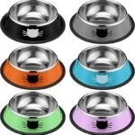 Cat Bowls for Food and Water Cat Dishes Stainless Steel PET Food Bowls 7 oz Anti Slip Metal PET Bowl with Removable Rubber Base Thicken Cat Feeding Bowl for Indoor Pets Kitten Small Dogs