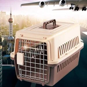 Plastic Transport Box for Dogs, Roomy, Very Robust and Light Box with Handle, Metal Door, Travel Pet Carrier, for Small Dogs and Cats