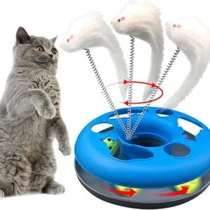 Cat Tower Toys, Interactive Cat Toys for Indoor Cats, Funny Kitten Toys, Pet Cat Spring Toy with Moving Balls Catch Exercise