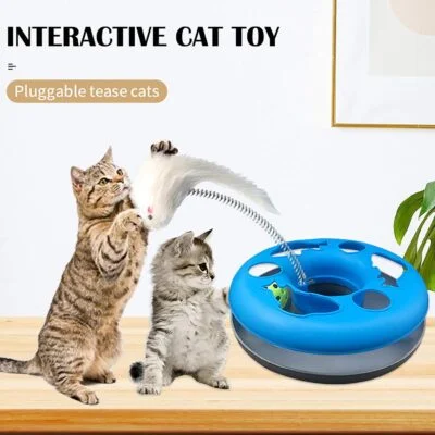 Cat Tower Toys, Interactive Cat Toys for Indoor Cats, Funny Kitten Toys, Pet Cat Spring Toy with Moving Balls Catch Exercise